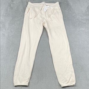 NEW Unsubscribed M 100% Cotton Cream Fleece Terry Jogger Pants